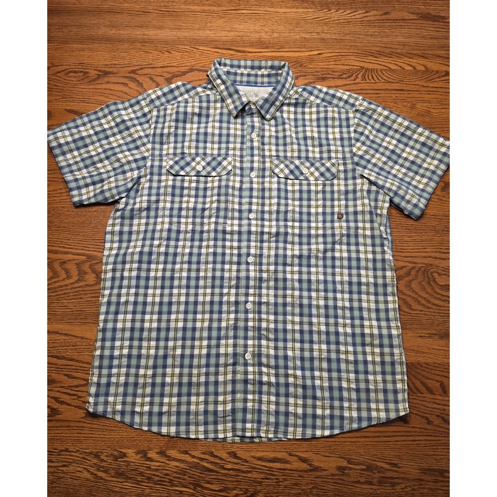 Mountain Hardwear Shirt Mens Large Blue Yellow Plaid Button Up  Lightweight